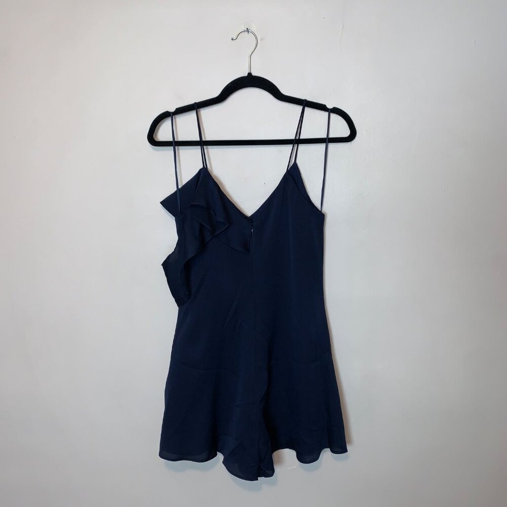 Keepsake the Label Love Bound Ruffle Romper Asymmetric Sleeve Size S in Navy - Picture 3 of 7